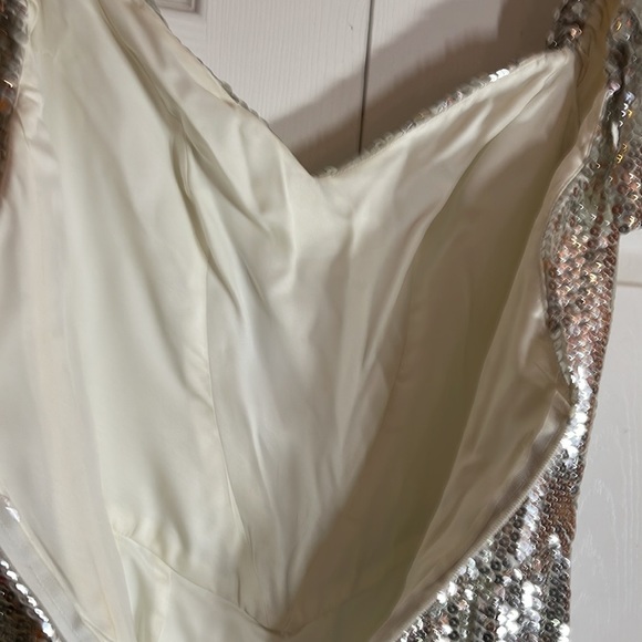 Alyce Designs couture evening sequined evening gown vintage 1980 silver - Picture 9 of 11